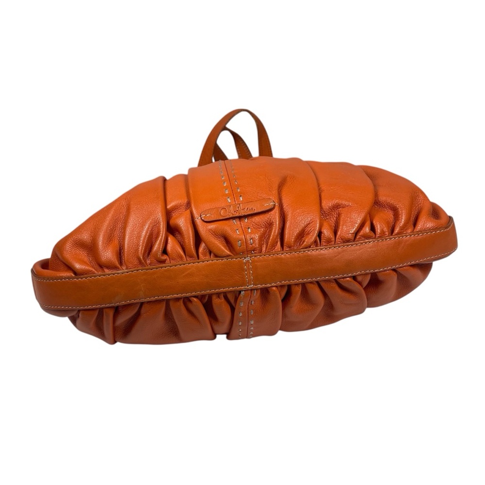 Cole Haan Orange Leather Hobo Shoulder Bag Purse Handbag Slouchy Boho Satchel - Picture 4 of 8